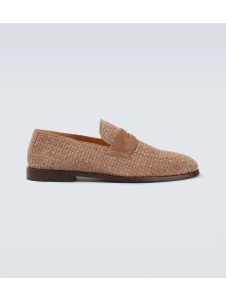Semišové loafers Brunello Cucinelli hnědé
