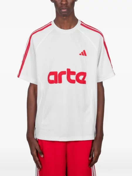Tricou Adidas cu dungi din dantelă alb