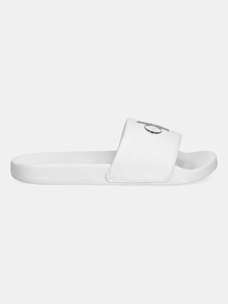Calvin Klein Jeans klapki SLIDE MONOGRAM WN LOGO CK biały