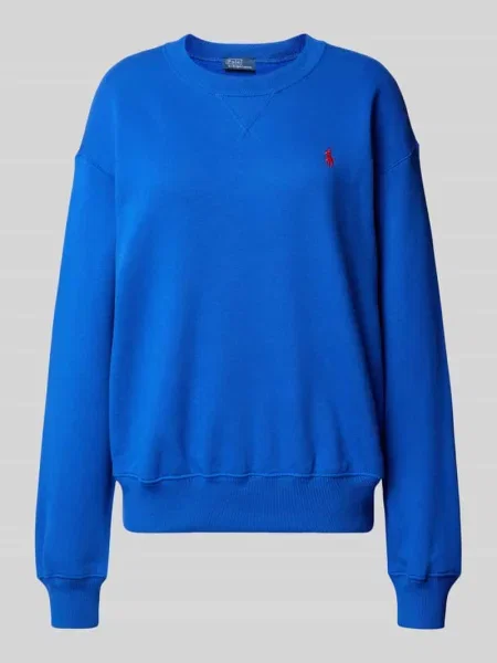 Bluza z okrągłym dekoltem i wyhaftowanym logo Polo Ralph Lauren niebieska