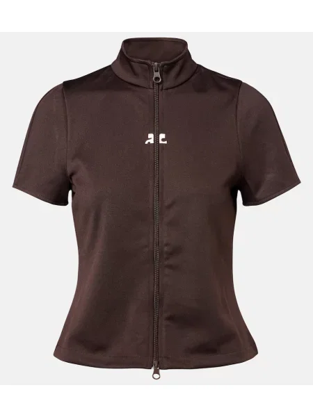 Top Courreges din jerseu maro