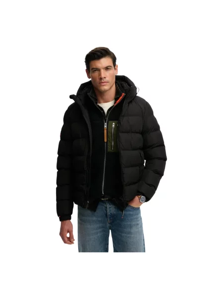 Kurtka puchowa Superdry z kapturem czarna