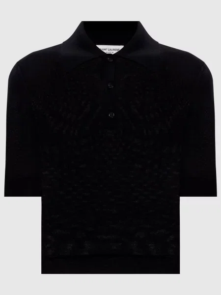 Вовняна футболка Saint Laurent чорна