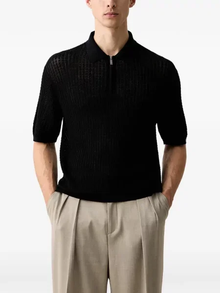 Gulerat tricou polo Emporio Armani de lână albastru