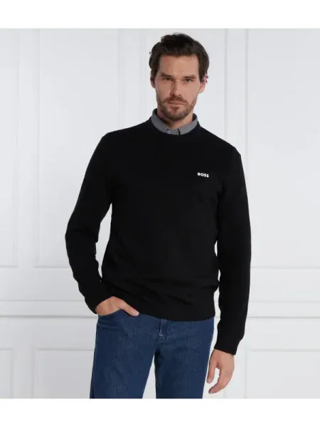 BOSS GREEN Pulover Momentum-X_CN cu adaos de lână negru