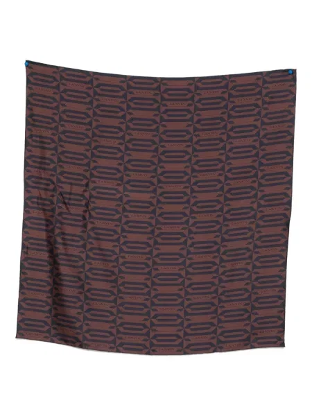 Fular Lanvin de mătase cu imprimeu geometric maro
