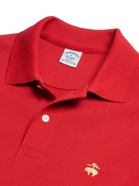 Поло тениска Brooks Brothers бродирана червено