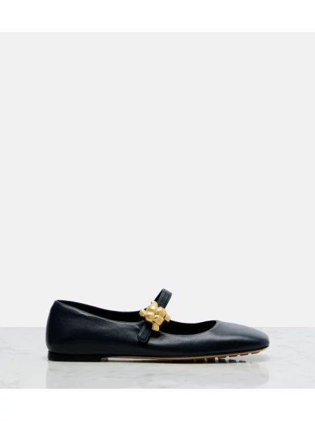 Kožené lodičky Bottega Veneta čierna