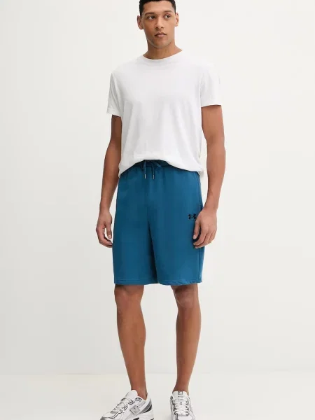 Under Armour teplákové šortky pánske s bavlnou Rival modrá