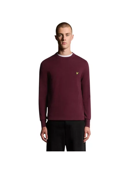 Sveter Lyle & Scott z merina s okrúhlym výstrihom červená