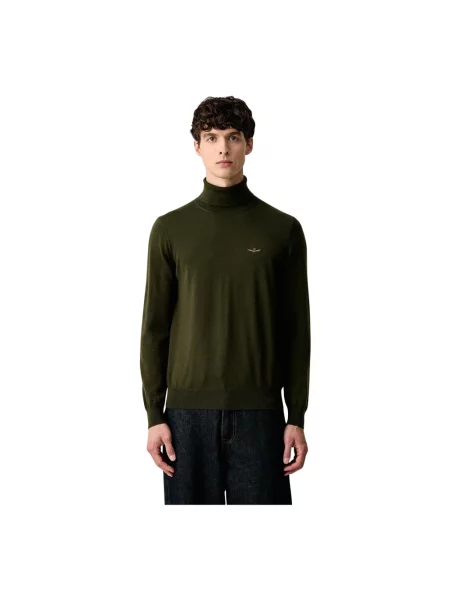 Sweter z golfem Aeronautica Militare wełniany do golfa zielony