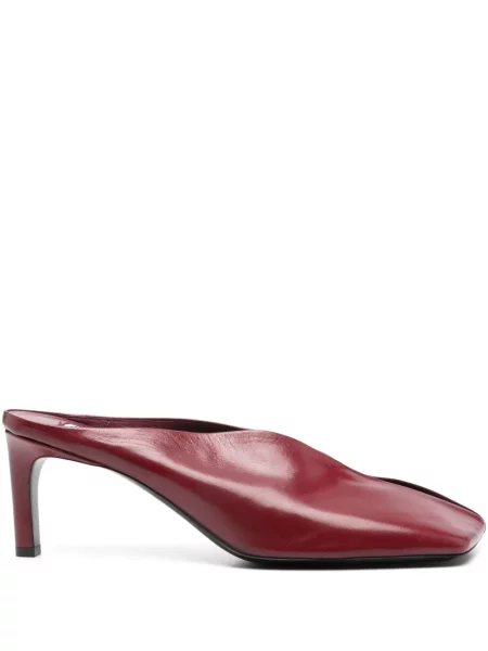 Papuci tip mules Jil Sander din piele roșu