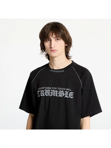 Тениска PLEASURES Crumble Heavyweight Raglan Black S черно