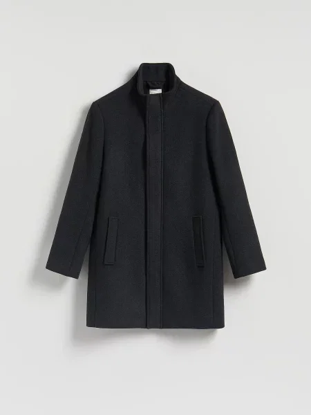Шерстяное пальто Reserved черное