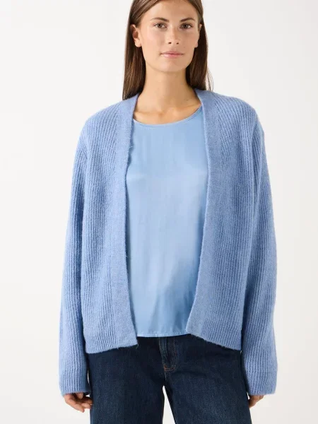 Kardigan o kroju regular fit w otwartym fasonie More & More niebieski