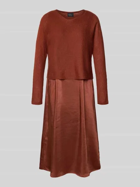 Sukienka casualowa o lejącym kroju w zestawie z krótkim swetrem z dodatkiem wełny S.oliver Black Label