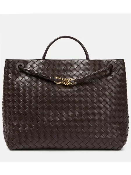 Usnjena torbica Bottega Veneta Handle rjava