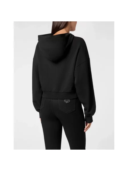 Bluza z kapturem Philipp Plein z logo o skróconej długości czarna