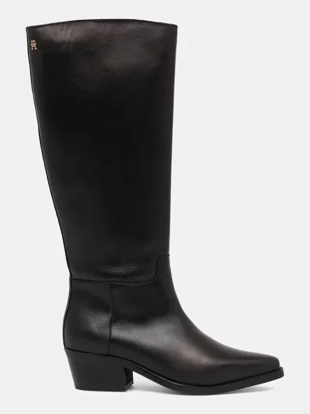 Cizme Tommy Hilfiger din piele cowboy lungi negru