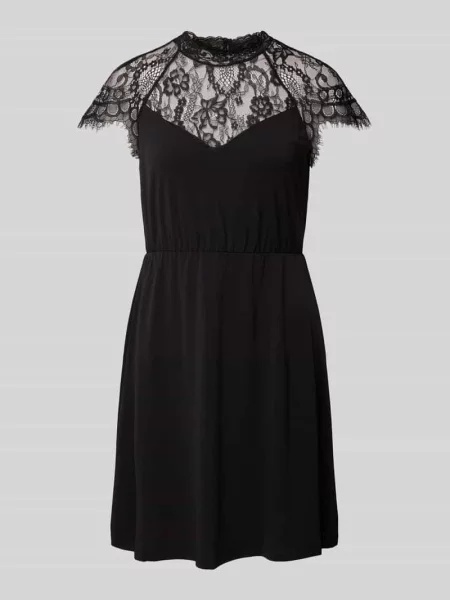 Sukienka mini z obszyciem koronką model ‘MILLA’ Vero Moda czarna