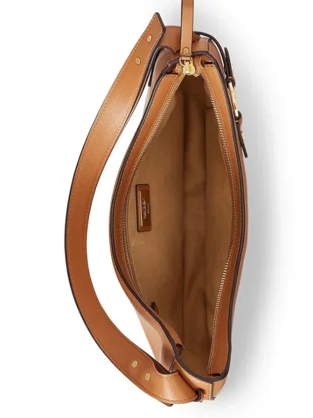 Кожаная сумка Lauren Ralph Lauren коричневая
