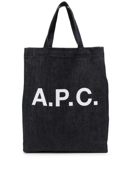 Shopper kabelka A.p.c. s potiskem modrá