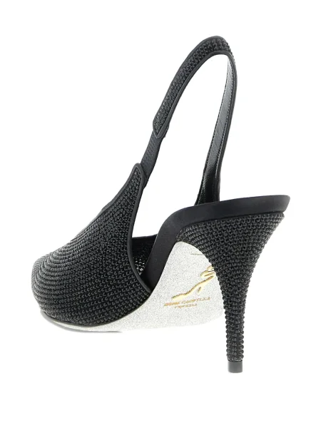 Pantofi cu toc Rene Caovilla slingback de cristal negru