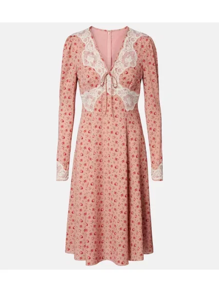 Rochie midi Dolce&gabbana de mătase cu model floral până la genunchi