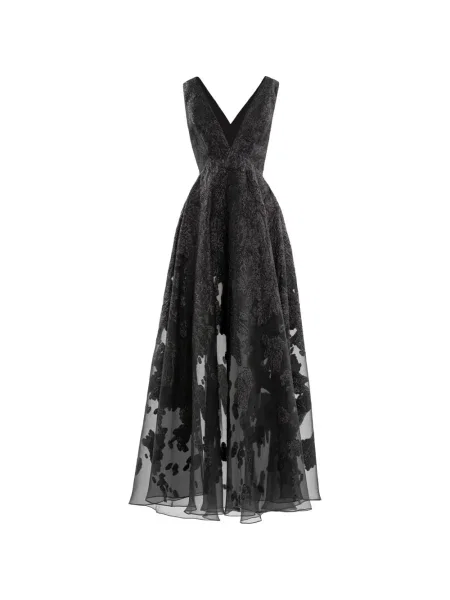 Rochie maxi Saiid Kobeisy cu decolteu în V de costum negru