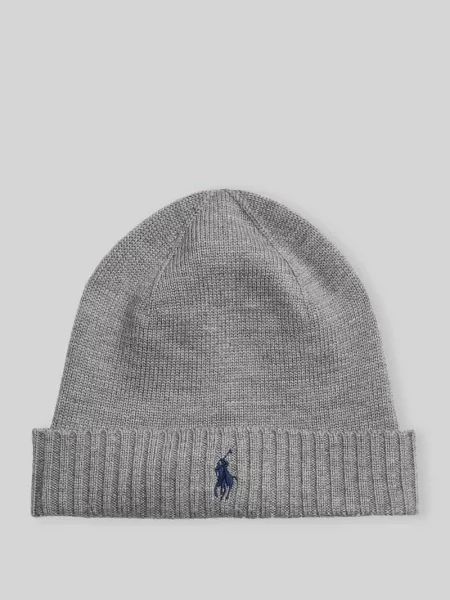 Polo Ralph Lauren czapka wełniana z cienkiej dzianiny wełniana szary