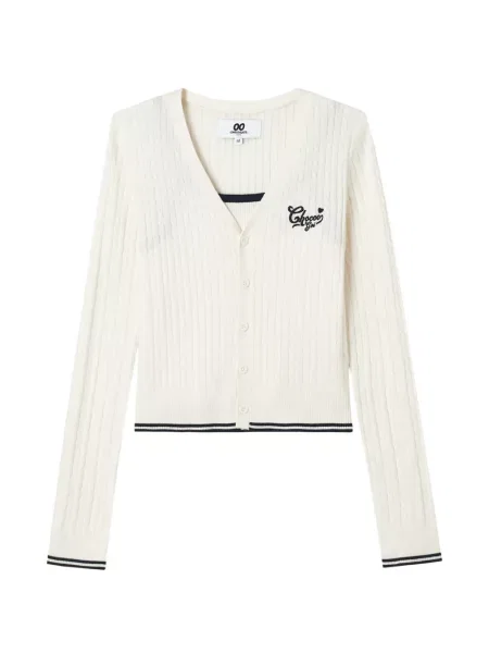 Top Chocoolate cu dungi tricotate alb