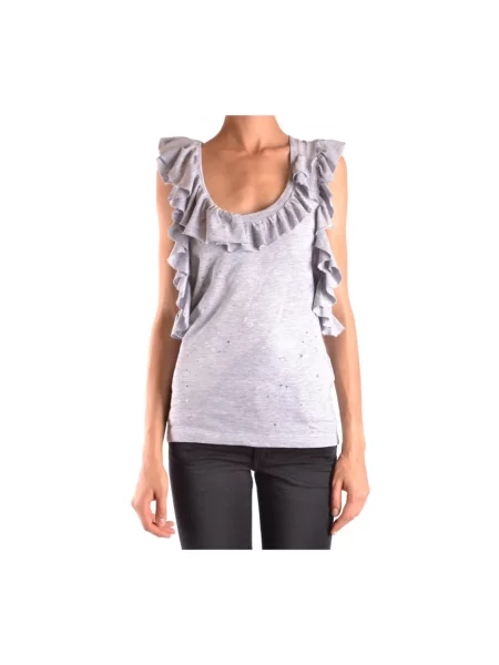 Długi top Dsquared2 z przetarciami szary