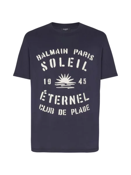 Tricou Balmain cu decolteu rotund scurt albastru