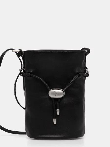 Кожена чанта Trussardi черно