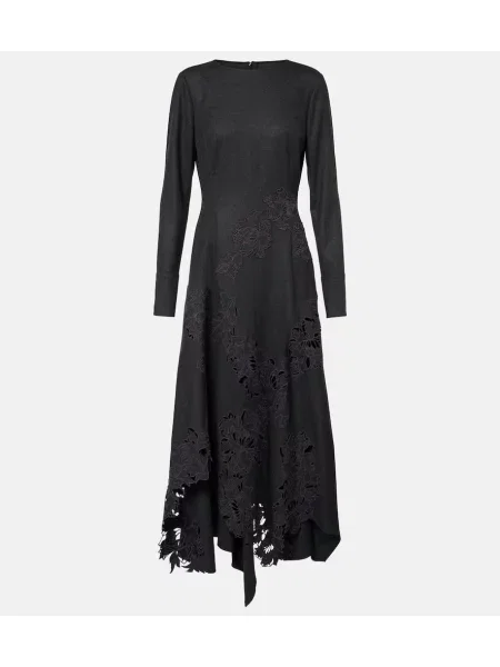 Rochie midi Oscar De La Renta de lână până la genunchi de costum negru