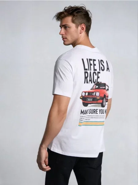 Sinsay koszulka z nadrukiem na plecach Volkswagen biały