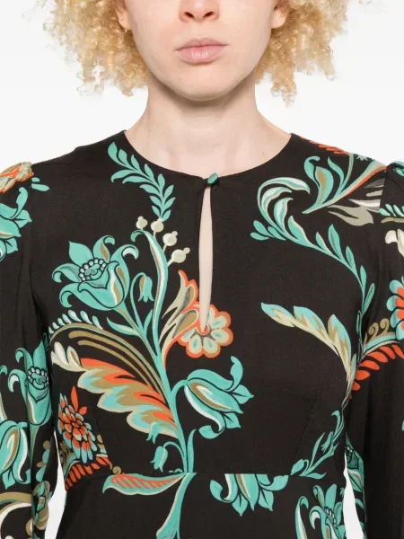 Rochie maxi Etro cu model floral cu imagine lungă negru