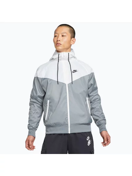 Férfi Nike Sportswear Windrunner dzseki füstszürke/fehér/fekete/füstszürke/fekete. Méret: M fehér