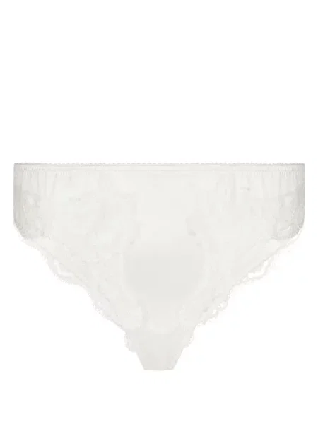 Chiloți tanga Dolce & Gabbana din satin alb
