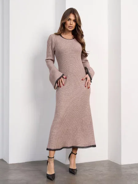 Сукня міді ISSA Plus бежевий
