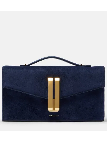 Geantă plic Demellier din piele de căprioară albastru