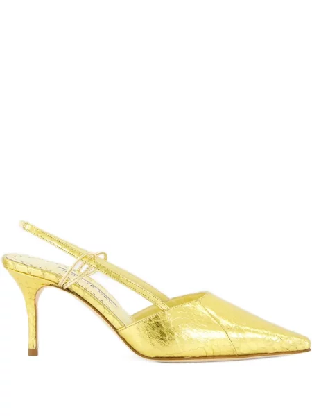 Pantofi cu toc Manolo Blahnik slingback auriu