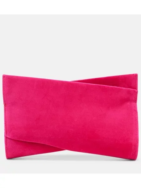 Geantă plic Christian Louboutin de catifea roz