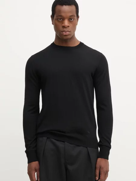 Emporio Armani pulover pentru bărbați din lână negru