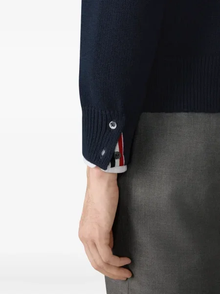 Суичър с качулка Thom Browne на райета синьо