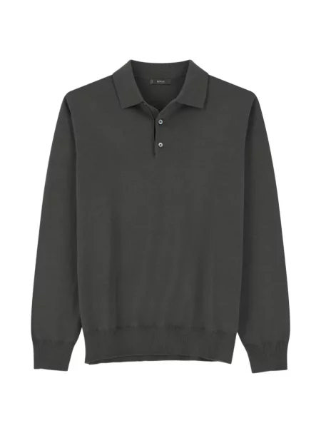 Tricou polo Boggi Milano din lână merinos gri