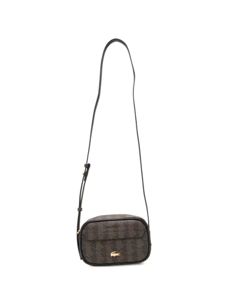 Geantă crossbody Lacoste cu imagine maro