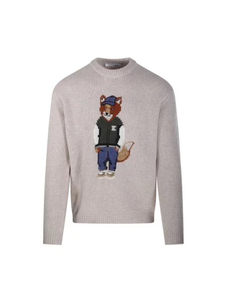 Sweter Maison Kitsune wełniany beżowy