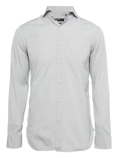 Cămașă Boss în carouri lungă gri