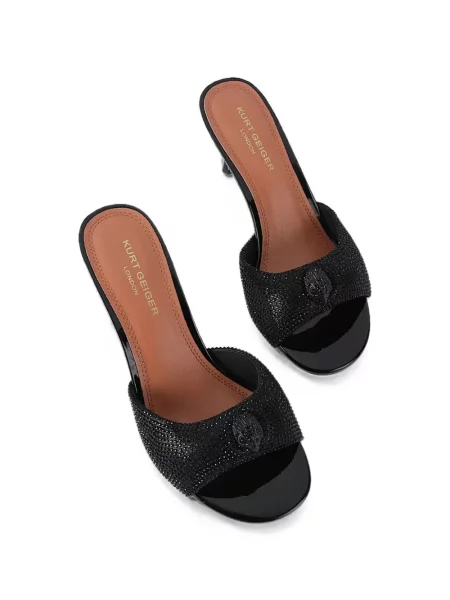 Papuci tip mules Kurt Geiger London din țesătură twill negru